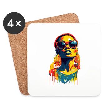 Schöne weibliche Malkunst Gesicht bunte Frau - Untersetzer (4er-Set) - Weiß - Vorne