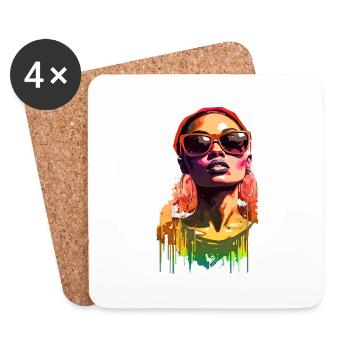 Schöne weibliche Malkunst Gesicht bunte Frau - Untersetzer (4er-Set) - Weiß - Vorne