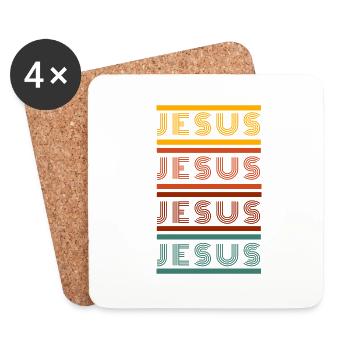Jesus Retro Vintage Design - Untersetzer (4er-Set) - Weiß - Vorne