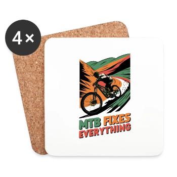 MTB Fixes Everything for Mountain Bike Fans - Coasters (set of 4) - white - Front