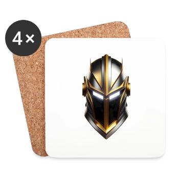 Gold Knight's Helmet - Coasters (set of 4) - white - Front