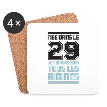 Née dans le 29 je connais tous les ribines ! - Dessous de verre (lot de 4) - blanc - Devant
