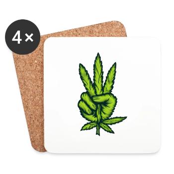 Hanf Legal Friedenszeichen Design - Untersetzer (4er-Set) - Weiß - Vorne