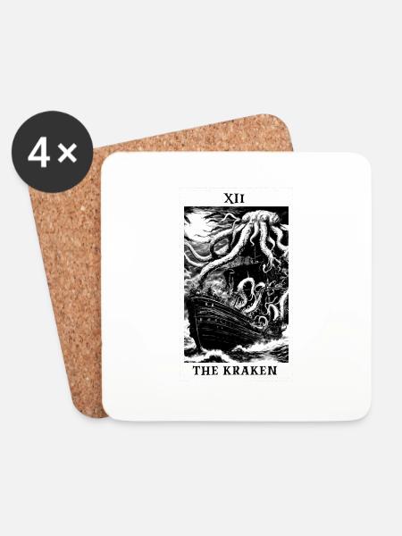Kraken-Tarot - Untersetzer (4er-Set) - Weiß