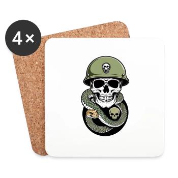 Snake Skeleton and Tattoo - Coasters (set of 4) - white - Front