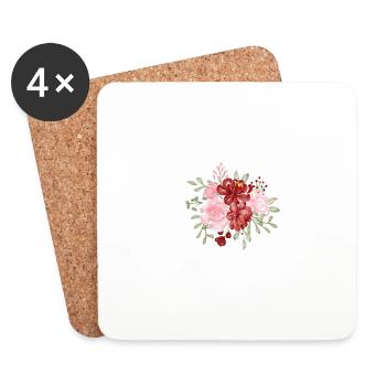 Roter Blumenbuchstabe S - Untersetzer (4er-Set) - Weiß - Vorne