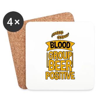 Blood Group Beer Positive 4 - Coasters (set of 4) - white - Front