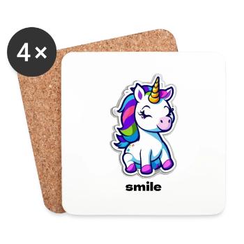 Licorne pour la bonne humeur - Dessous de verre (lot de 4) - blanc - Devant