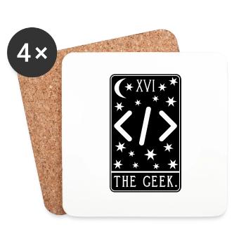 Programmer Tarot Card - Coding Geek Developer Code - Coasters (set of 4) - white - Front