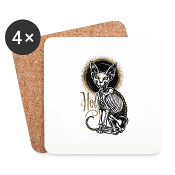 Cat Sphinx Skeleton Tattoo - Coasters (set of 4) - white - Front