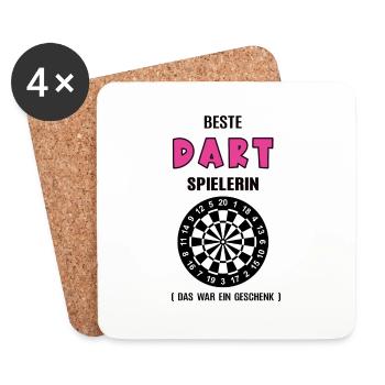 Dart Spielerin Beste Darterin Geburtstag Darts - Untersetzer (4er-Set) - Weiß - Vorne