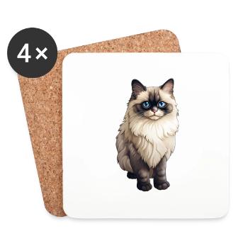 Chat Ragdoll - Dessous de verre (lot de 4) - blanc - Devant