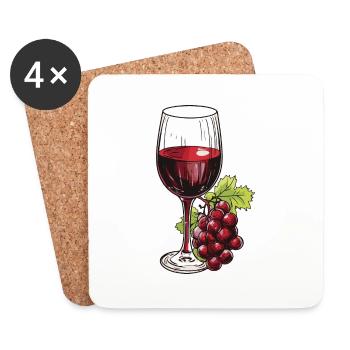 Wine Glass Grapes Wine - Coasters (set of 4) - white - Front