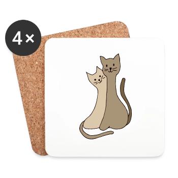 Katzen - Untersetzer (4er-Set) - Weiß - Vorne