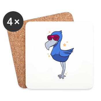 Oiseau à bec-en-sabot Ornithologue Forêt I Cadeau - Dessous de verre (lot de 4) - blanc - Devant