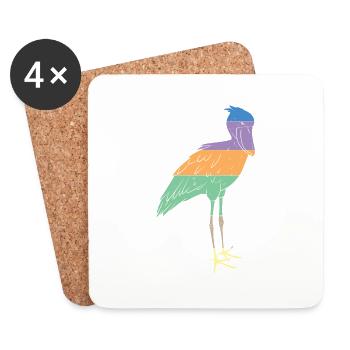 Oiseau à bec-en-sabot Ornithologue Forêt I Cadeau - Dessous de verre (lot de 4) - blanc - Devant