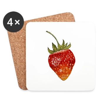 Strawberry Watercolor - Coasters (set of 4) - white - Front