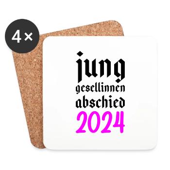 Junggesellinnenabschied 2024 Junggesellin - Untersetzer (4er-Set) - Weiß - Vorne