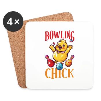 Bowling Chick 20 - Untersetzer (4er-Set) - Weiß - Vorne