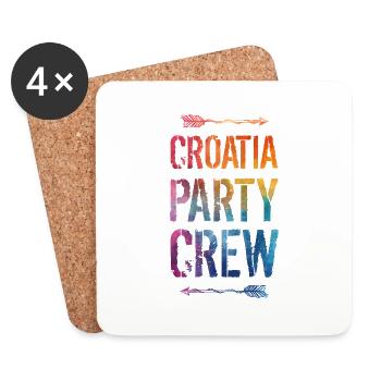 Croatia Party Crew Spruch - Untersetzer (4er-Set) - Weiß - Vorne