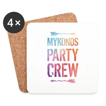 Dicton de l’équipe de fête de Mykonos - Dessous de verre (lot de 4) - blanc - Devant