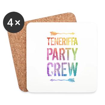 Teneriffa Party Crew Spruch - Untersetzer (4er-Set) - Weiß - Vorne