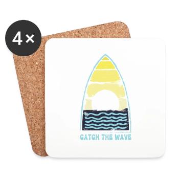 Surfboard. Catch the wave. - Coasters (set of 4) - white - Front