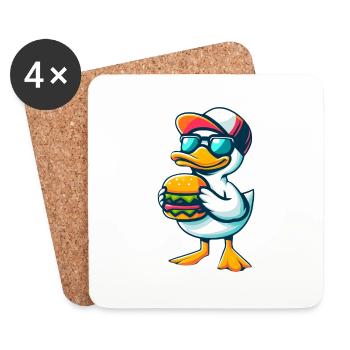 Cool Hamburger Cheeseburger Restauration rapide - Dessous de verre (lot de 4) - blanc - Devant