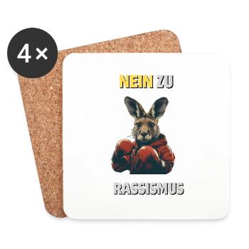 Kangaroo: "No chance for racism" - Coasters (set of 4) - white - Front