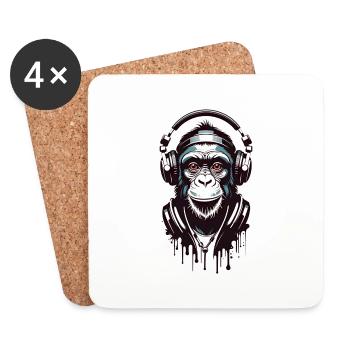 Singe funky - Dessous de verre (lot de 4) - blanc - Devant