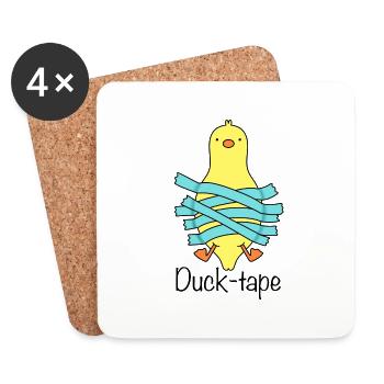 funny duck duck tape humor - Coasters (set of 4) - white - Front