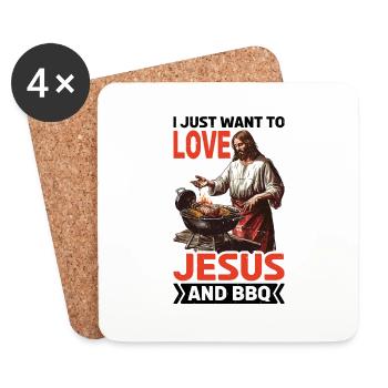 I Just Want To Love Jesus And BBQ 6 - Untersetzer (4er-Set) - Weiß - Vorne