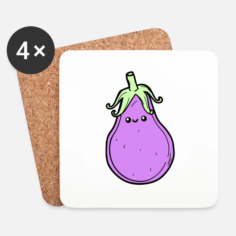 Eggy Eggplant - Untersetzer (4er-Set) - Weiß
