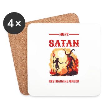 Ne peut pas aller en enfer Satan a une ordonnance restrictive - Dessous de verre (lot de 4) - blanc - Devant