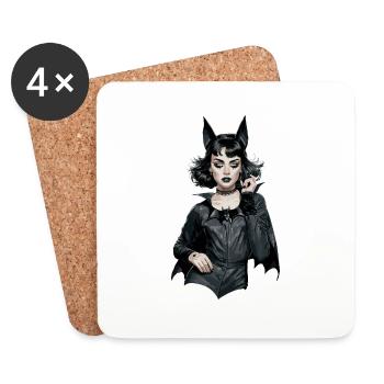 Retro Style Bat-themed Gothic für Gothik Fans - Untersetzer (4er-Set) - Weiß - Vorne