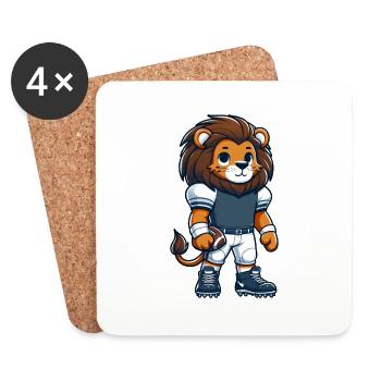 Cute American Football Player Lion - Untersetzer (4er-Set) - Weiß - Vorne