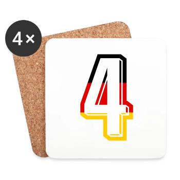 Nummer 4 Deutschland Trikot Zahl 4 Jahre - Untersetzer (4er-Set) - Weiß - Vorne