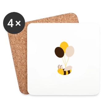 Ha Bee Birthday - Funny Bee Birthday - Coasters (set of 4) - white - Front