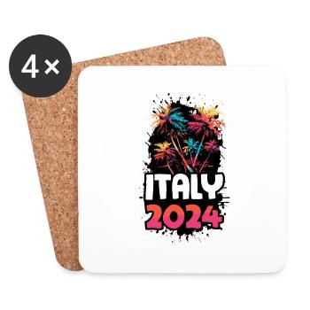 Équipe de fête en Italie - Dessous de verre (lot de 4) - blanc - Devant