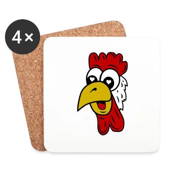 Chicken in love 1 - Coasters (set of 4) - white - Front