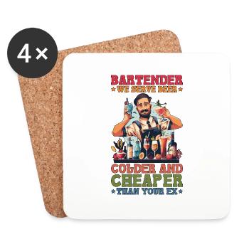Bartender, We Serve Beer Colder Than Your Ex 2 - Untersetzer (4er-Set) - Weiß - Vorne