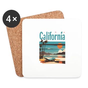 Rêve californien - Dessous de verre (lot de 4) - blanc - Devant