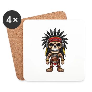 Squelette indien Apache - Dessous de verre (lot de 4) - blanc - Devant