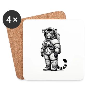 Cute Tiger Astronaut - Coasters (set of 4) - white - Front
