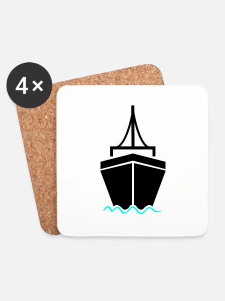 schiff 2 - Untersetzer (4er-Set) - Weiß