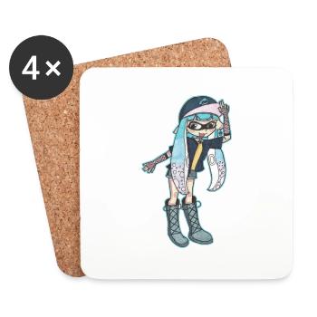 Inkling Mädchen | Blau | Splatoon - Untersetzer (4er-Set) - Weiß - Vorne