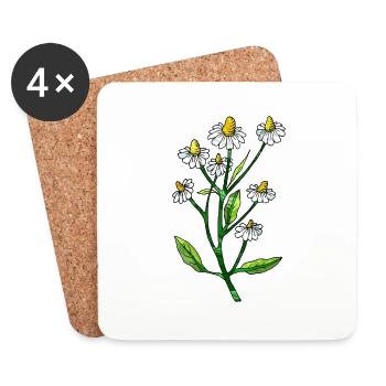 Blumen - Untersetzer (4er-Set) - Weiß - Vorne
