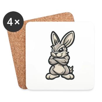 Bande dessinée Hase Rabbit - Dessous de verre (lot de 4) - blanc - Devant