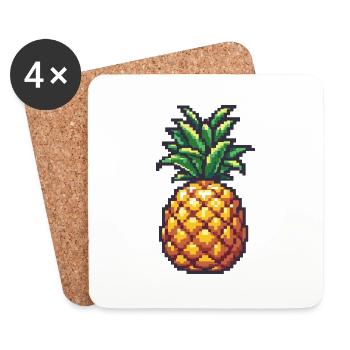 Icône pixel ananas - Dessous de verre (lot de 4) - blanc - Devant