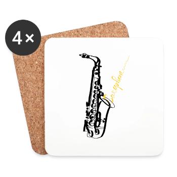 Saxophon Spieler Handwriting Geschenk Shirt - Untersetzer (4er-Set) - Weiß - Vorne